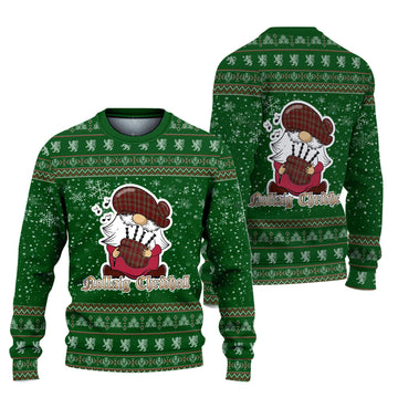 Tyrone County Ireland Clan Christmas Family Ugly Sweater with Funny Gnome Playing Bagpipes