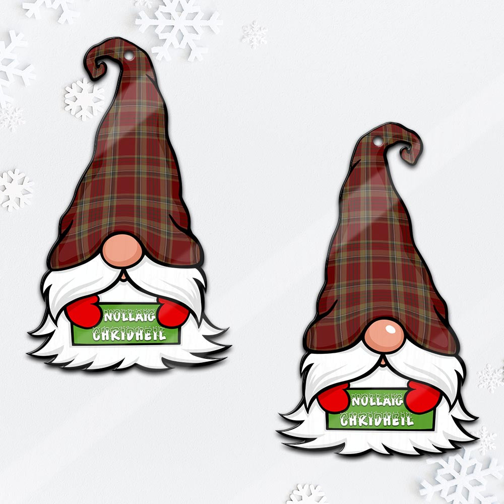 Tyrone County Ireland Gnome Christmas Ornament with His Tartan Christmas Hat Mica Ornament - Tartanvibesclothing Shop