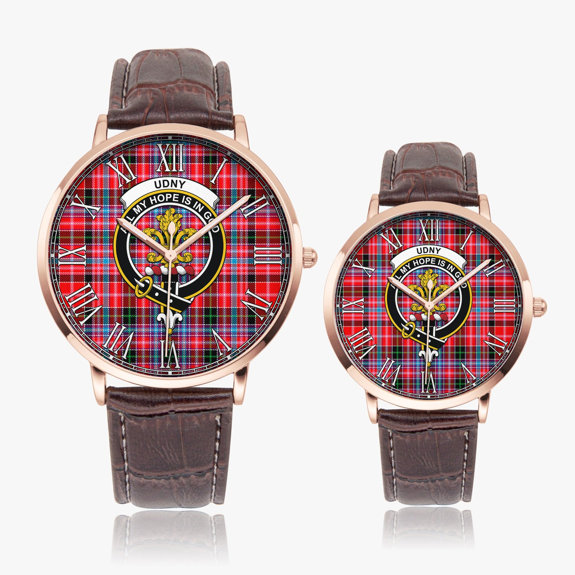 Udny Tartan Family Crest Leather Strap Quartz Watch - Tartanvibesclothing