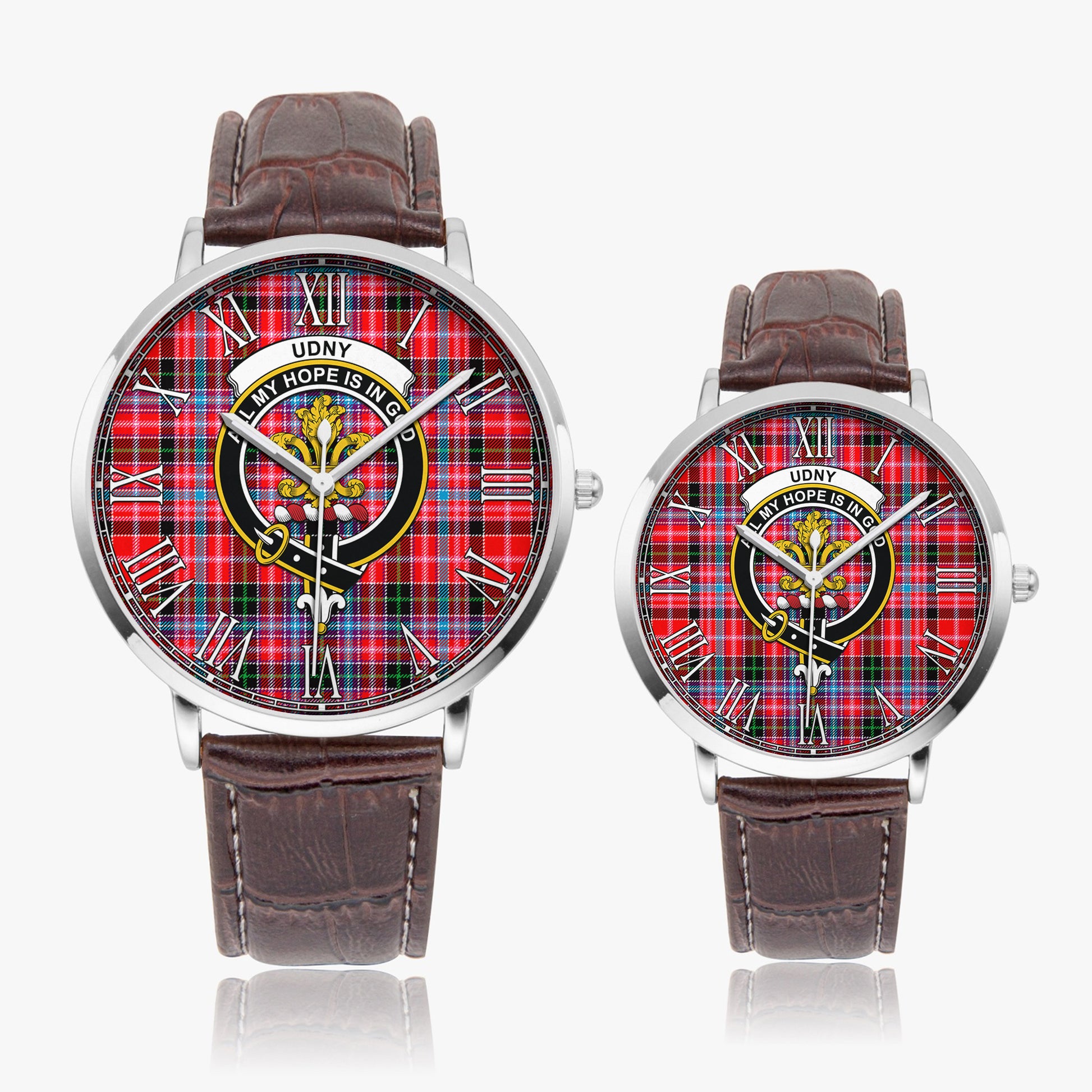 Udny Tartan Family Crest Leather Strap Quartz Watch - Tartanvibesclothing