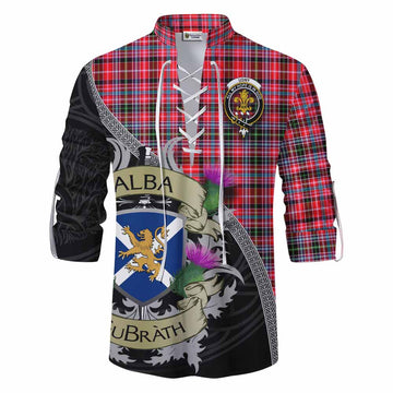 Udny Tartan Family Crest Ghillie Kilt Shirt Lion Rampant Royal Thistle Shield Celtic Inspired Men - Tartan Vibes Clothing