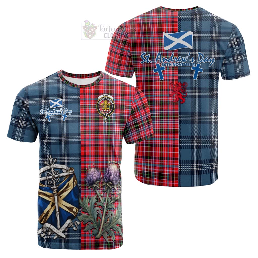 Tartan Vibes Clothing Udny Tartan Cotton T-shirt Happy St. Andrew's Day Half Tartan Style