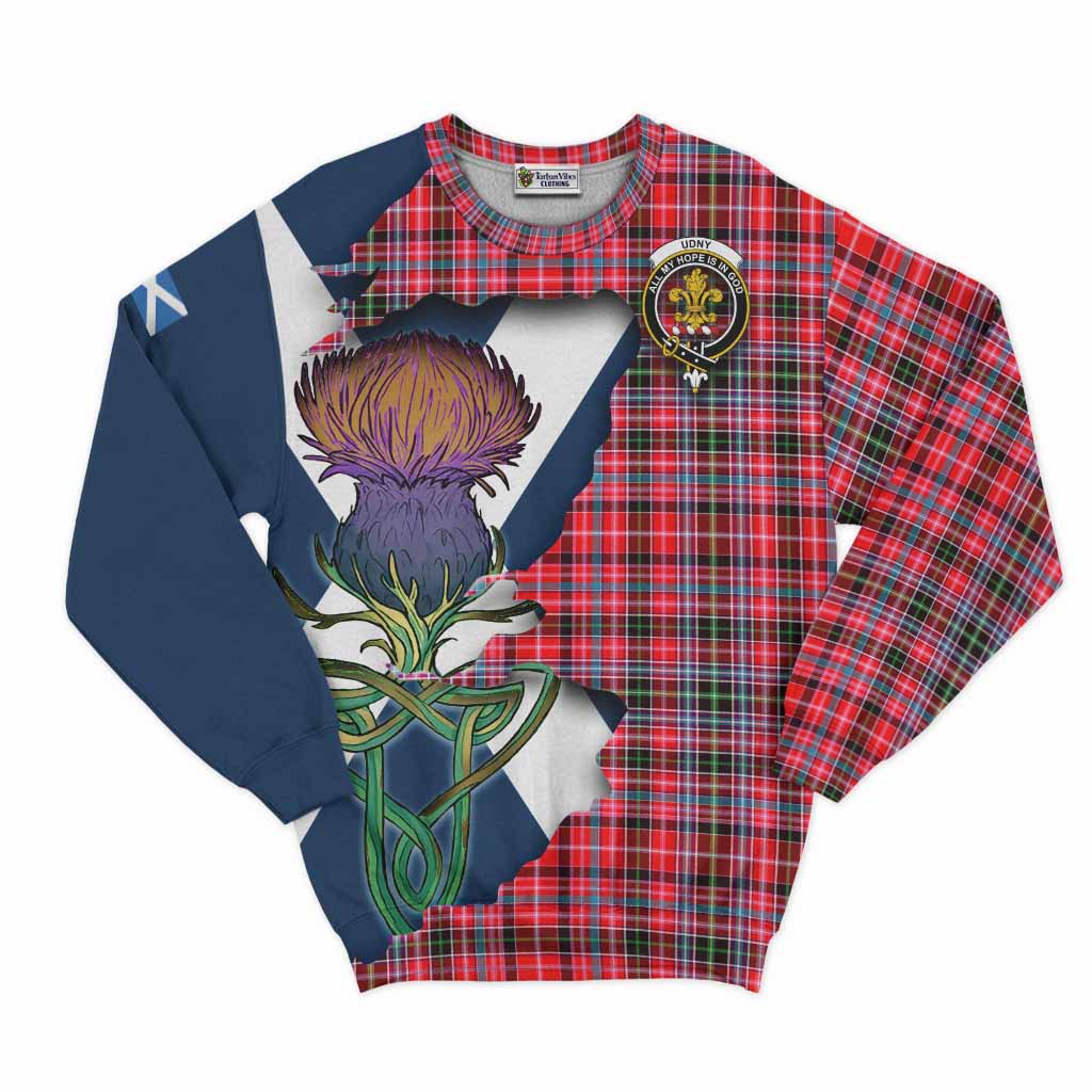 Udny Tartan Family Crest Sweatshirt Scottish Thistle Celtic Inspired Unisex - Tartan Vibes Clothing