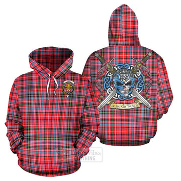 Udny Tartan Hoodie with Family Crest Celtic Skull Style