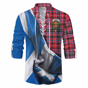 Udny Tartan Ghillie Kilt Shirt with Family Crest Scotland Patriotic Style Men - Tartan Vibes Clothing