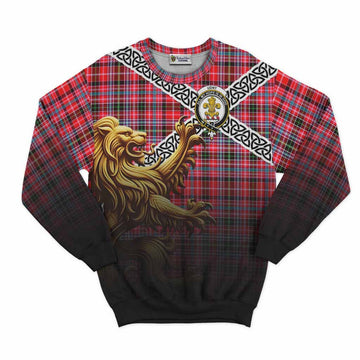 Udny Crest Tartan Sweatshirt with Golden Lion Emblem Celtic Style Unisex - Tartan Vibes Clothing