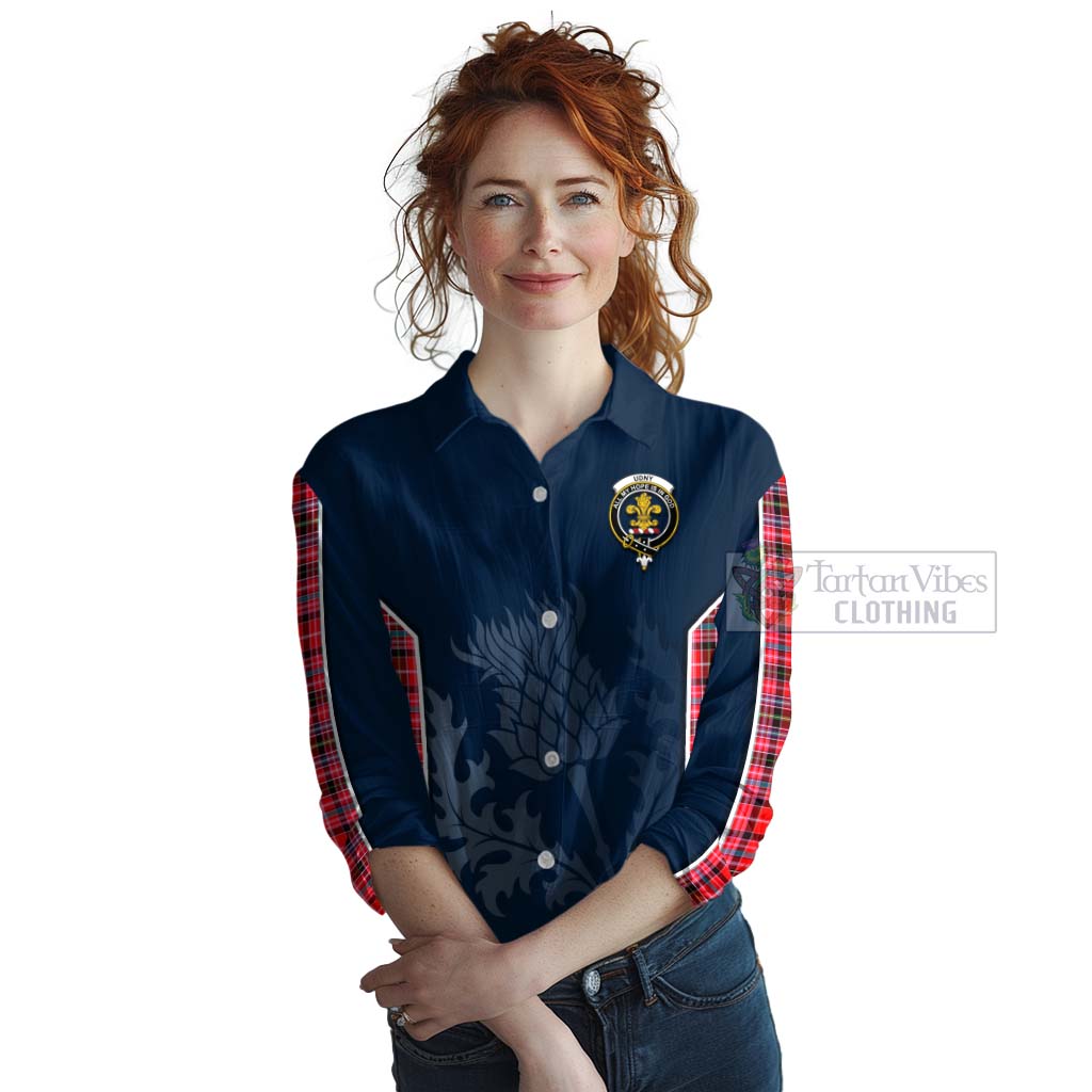 Tartan Vibes Clothing Udny Tartan Women's Casual Shirt with Family Crest and Scottish Thistle Vibes Sport Style