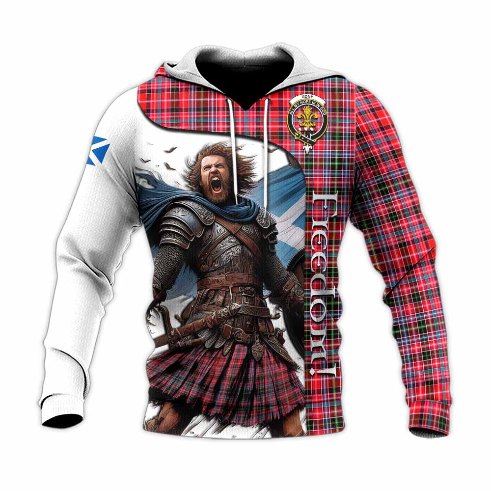 Tartan Vibes Clothing Udny Crest Tartan Knitted Hoodie Inspired by the Freedom of Scottish Warrior