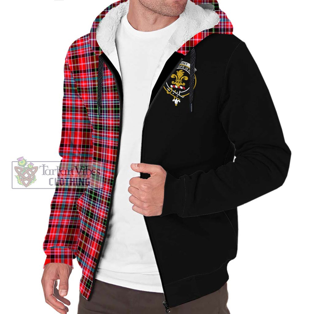 Udny Tartan Sherpa Hoodie with Family Crest and Half Of Me Style Unisex S - Tartanvibesclothing Shop