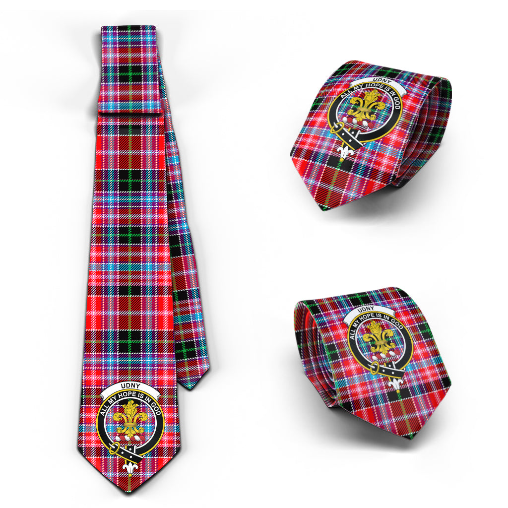 Udny Tartan Classic Necktie with Family Crest Necktie One Size - Tartan Vibes Clothing