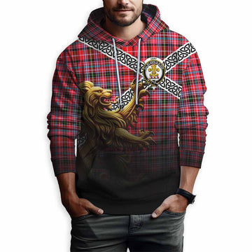 Udny Crest Tartan Hoodie with Golden Lion Emblem Celtic Style Pullover Hoodie - Tartan Vibes Clothing