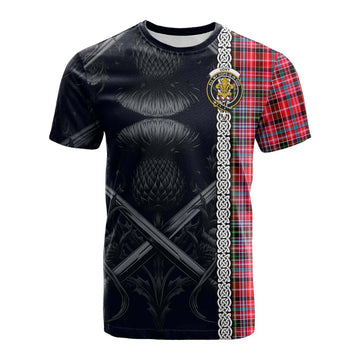 Udny Tartan Cotton T-shirt with Family Crest Cross Sword Thistle Celtic Vibes Kid's Shirt - Tartan Vibes Clothing
