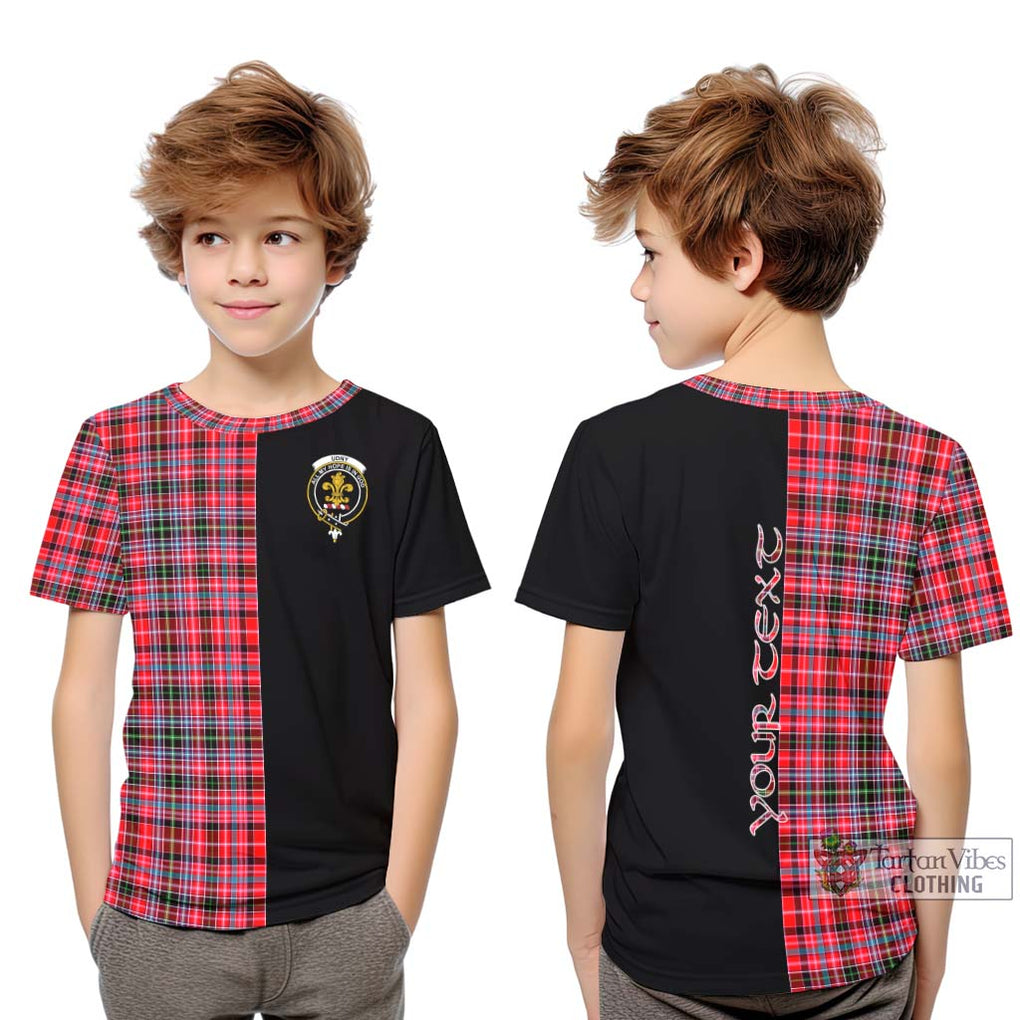 Udny Tartan Kid T-Shirt with Family Crest and Half Of Me Style Youth XL Size14 - Tartanvibesclothing Shop