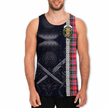 Udny Tartan Men's Tank Top with Family Crest Cross Sword Thistle Celtic Vibes Men - Tartan Vibes Clothing