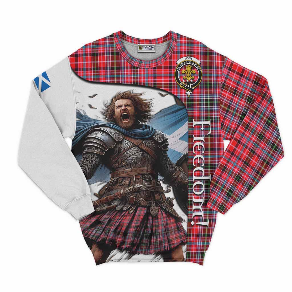 Tartan Vibes Clothing Udny Crest Tartan Sweatshirt Inspired by the Freedom of Scottish Warrior