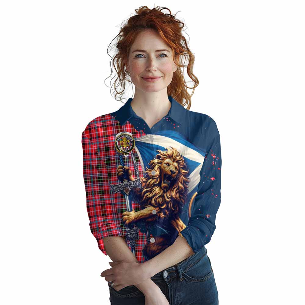 Tartan Vibes Clothing Udny Tartan Family Crest Women's Casual Shirt with Scottish Majestic Lion