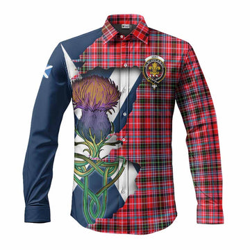 Udny Tartan Family Crest Long Sleeve Button Shirt Scottish Thistle Celtic Inspired Men's Shirt S - Tartan Vibes Clothing