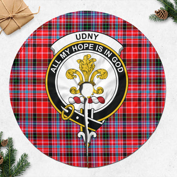 Udny Tartan Christmas Tree Skirt with Family Crest