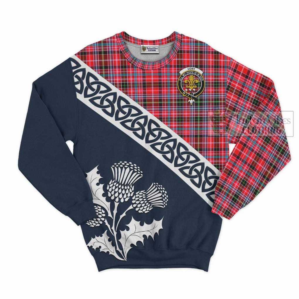 Tartan Vibes Clothing Udny Tartan Sweatshirt Featuring Thistle and Scotland Map