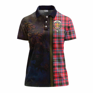 Udny Tartan Family Crest Women's Polo Shirt Alba Gu Brath Be Brave Lion Ancient Style Women - Tartan Vibes Clothing