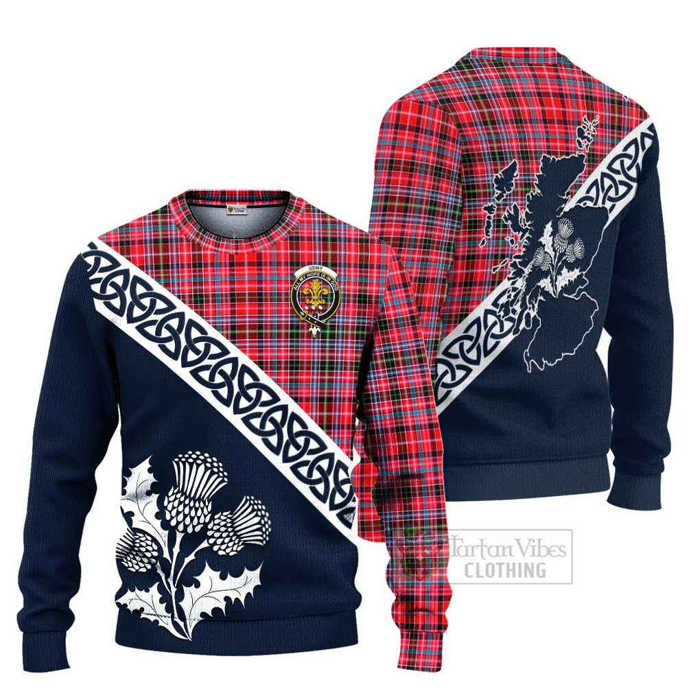 Udny Tartan Ugly Sweater Featuring Thistle and Scotland Map Unisex - Tartan Vibes Clothing