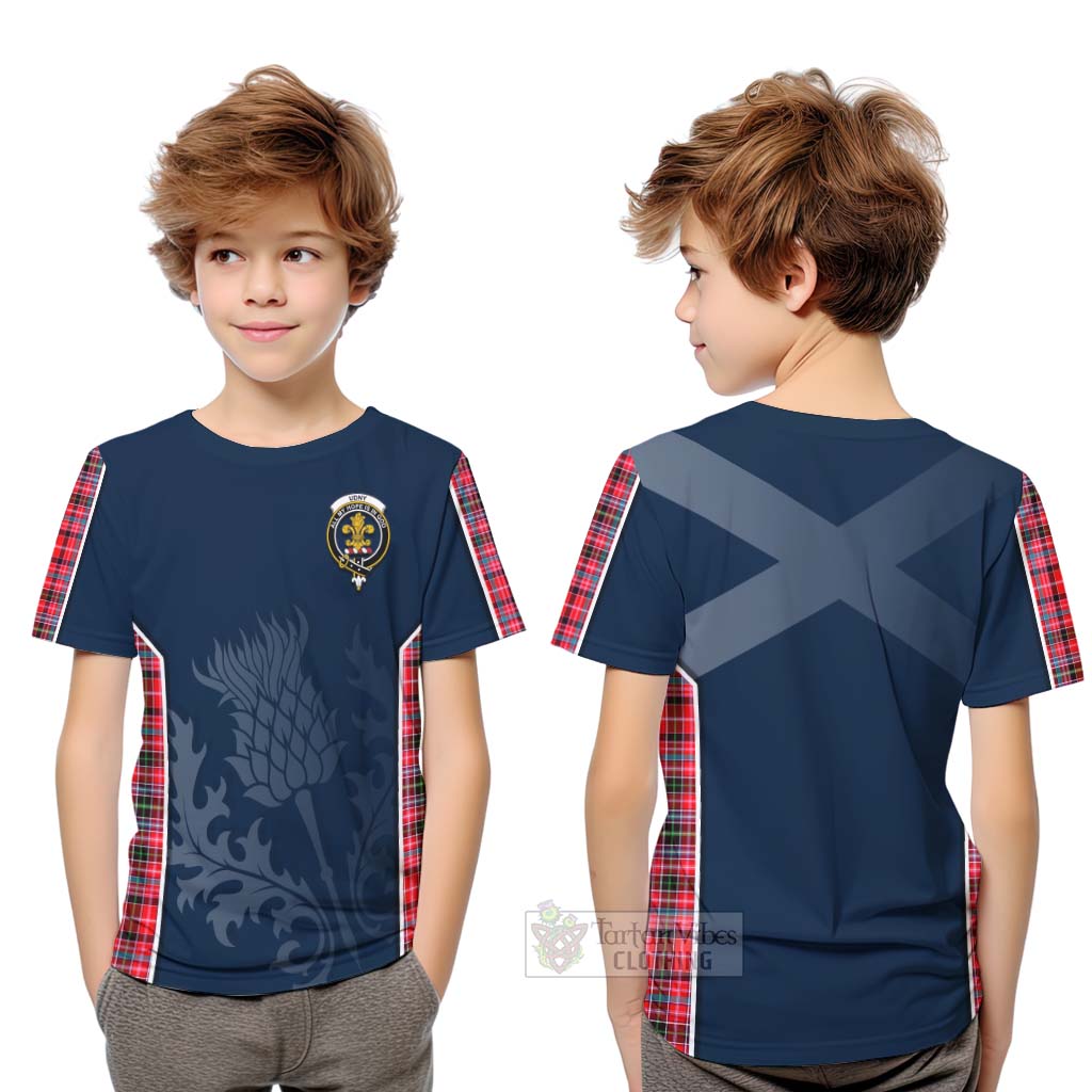 Tartan Vibes Clothing Udny Tartan Kid T-Shirt with Family Crest and Scottish Thistle Vibes Sport Style