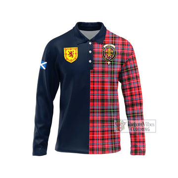 Udny Tartan Long Sleeve Polo Shirt Alba with Scottish Lion Royal Arm Half Style Unisex - Tartan Vibes Clothing