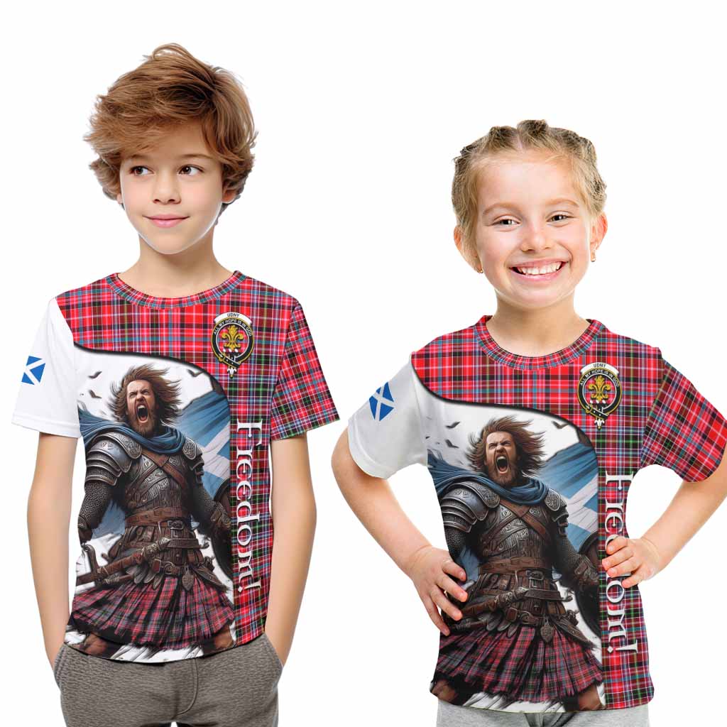 Tartan Vibes Clothing Udny Crest Tartan Kid T-Shirt Inspired by the Freedom of Scottish Warrior