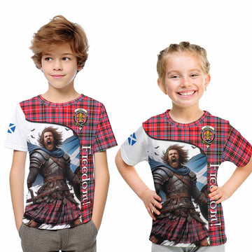 Udny Crest Tartan Kid T-Shirt Inspired by the Freedom of Scottish Warrior