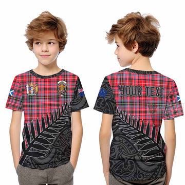 Udny Crest Tartan Kid T-Shirt with New Zealand Silver Fern Half Style