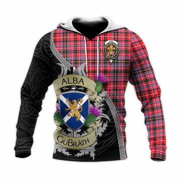 Udny Tartan Family Crest Knitted Hoodie Lion Rampant Royal Thistle Shield Celtic Inspired Unisex Knitted Pullover Hoodie - Tartan Vibes Clothing