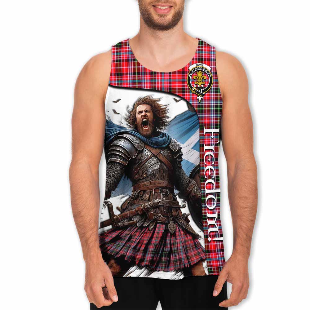 Tartan Vibes Clothing Udny Crest Tartan Men's Tank Top Inspired by the Freedom of Scottish Warrior