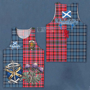 Udny Tartan Men's Tank Top Happy St. Andrew's Day Half Tartan Style Men - Tartan Vibes Clothing
