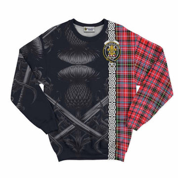 Udny Tartan Sweatshirt with Family Crest Cross Sword Thistle Celtic Vibes Unisex - Tartan Vibes Clothing