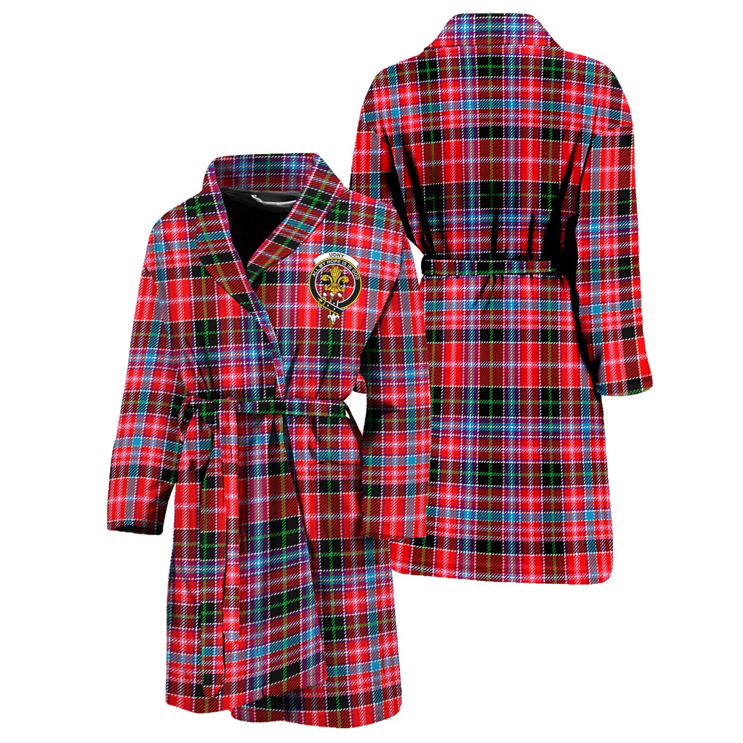 Udny Tartan Bathrobe with Family Crest Unisex S - Tartan Vibes Clothing