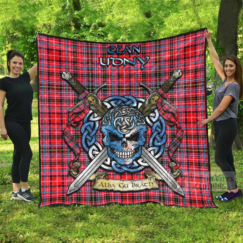 Tartan Vibes Clothing Udny Tartan Quilt with Celtic Skull Alba Gu Brath Style