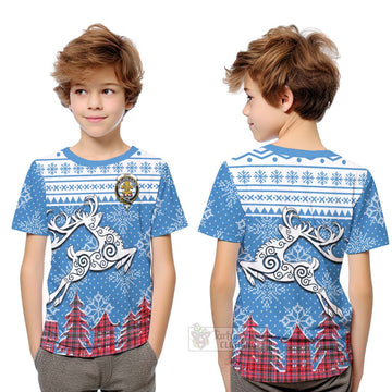 Udny Clan Christmas Kid T-Shirt Celtic Reindeer Style