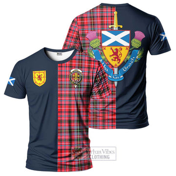 Udny Tartan T-Shirt Alba with Scottish Lion Royal Arm Half Style