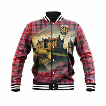 Udny Tartan Family Crest Baseball Jacket with Scottish Ancient Castle Style Unisex - Tartan Vibes Clothing