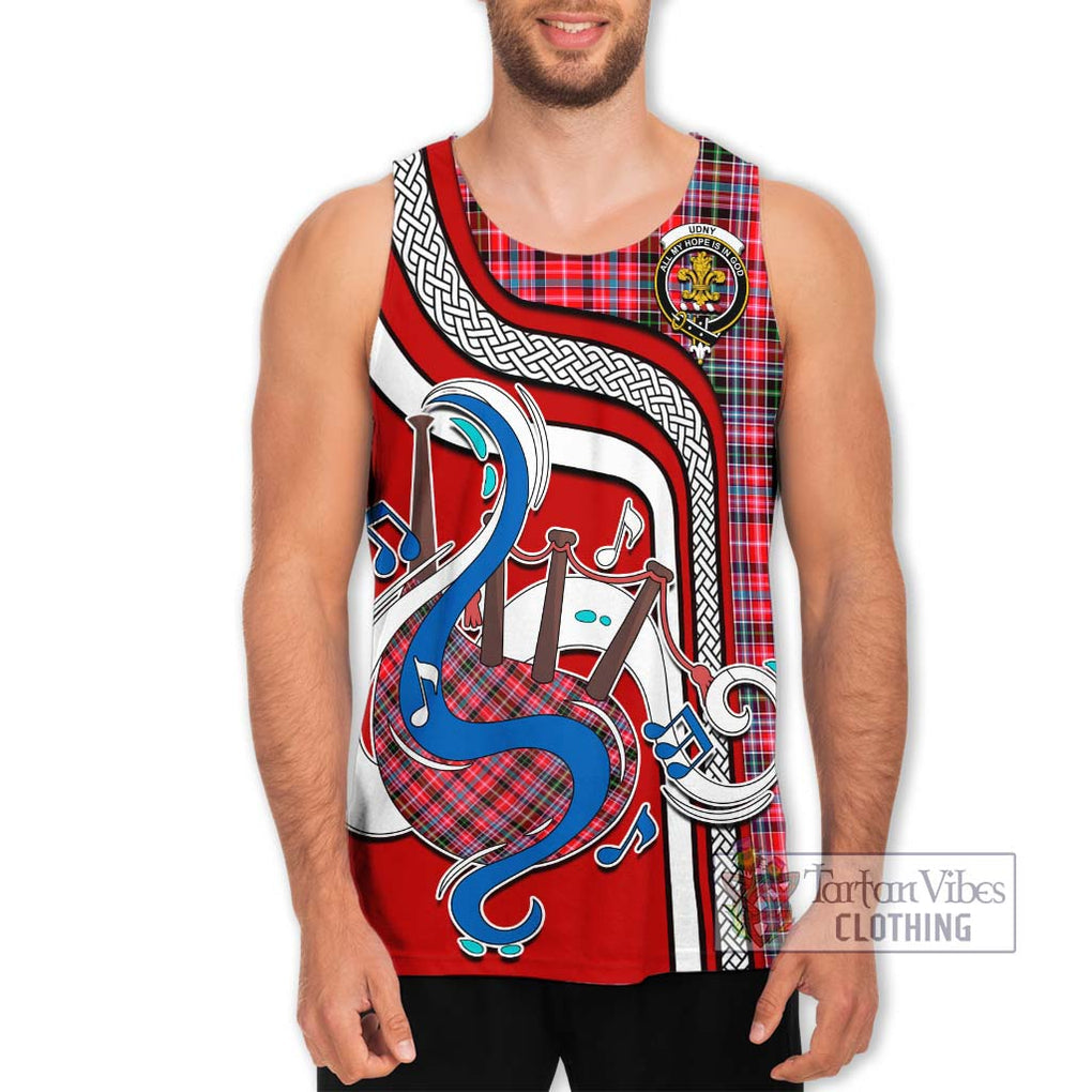 Udny Tartan Men's Tank Top with Epic Bagpipe Style Men - Tartanvibesclothing Shop