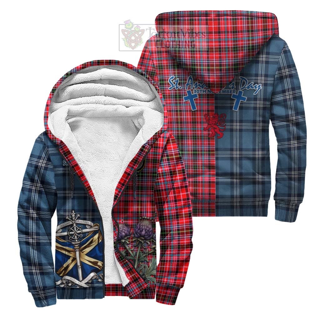 Tartan Vibes Clothing Udny Tartan Sherpa Hoodie Happy St. Andrew's Day Half Tartan Style