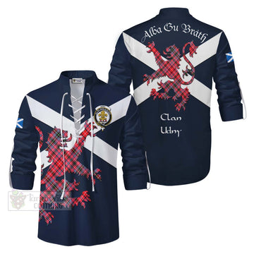 Udny Tartan Lion Rampant Ghillie Kilt Shirt Proudly Display Your Heritage with Alba Gu Brath and Clan Name Men - Tartan Vibes Clothing