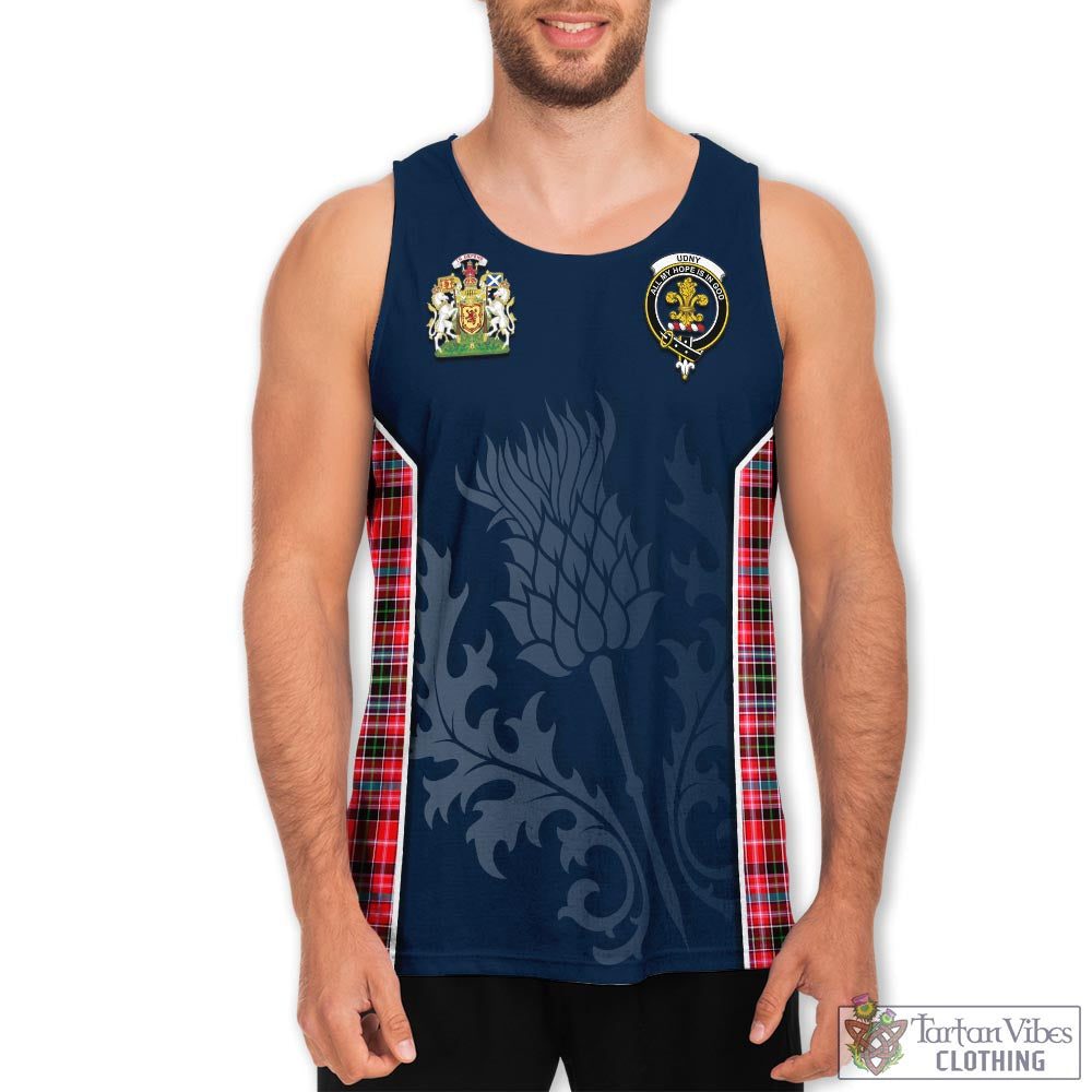 Tartan Vibes Clothing Udny Tartan Men's Tanks Top with Family Crest and Scottish Thistle Vibes Sport Style