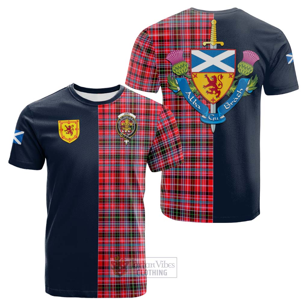 Tartan Vibes Clothing Udny Tartan Cotton T-shirt with Scottish Lion Royal Arm Half Style