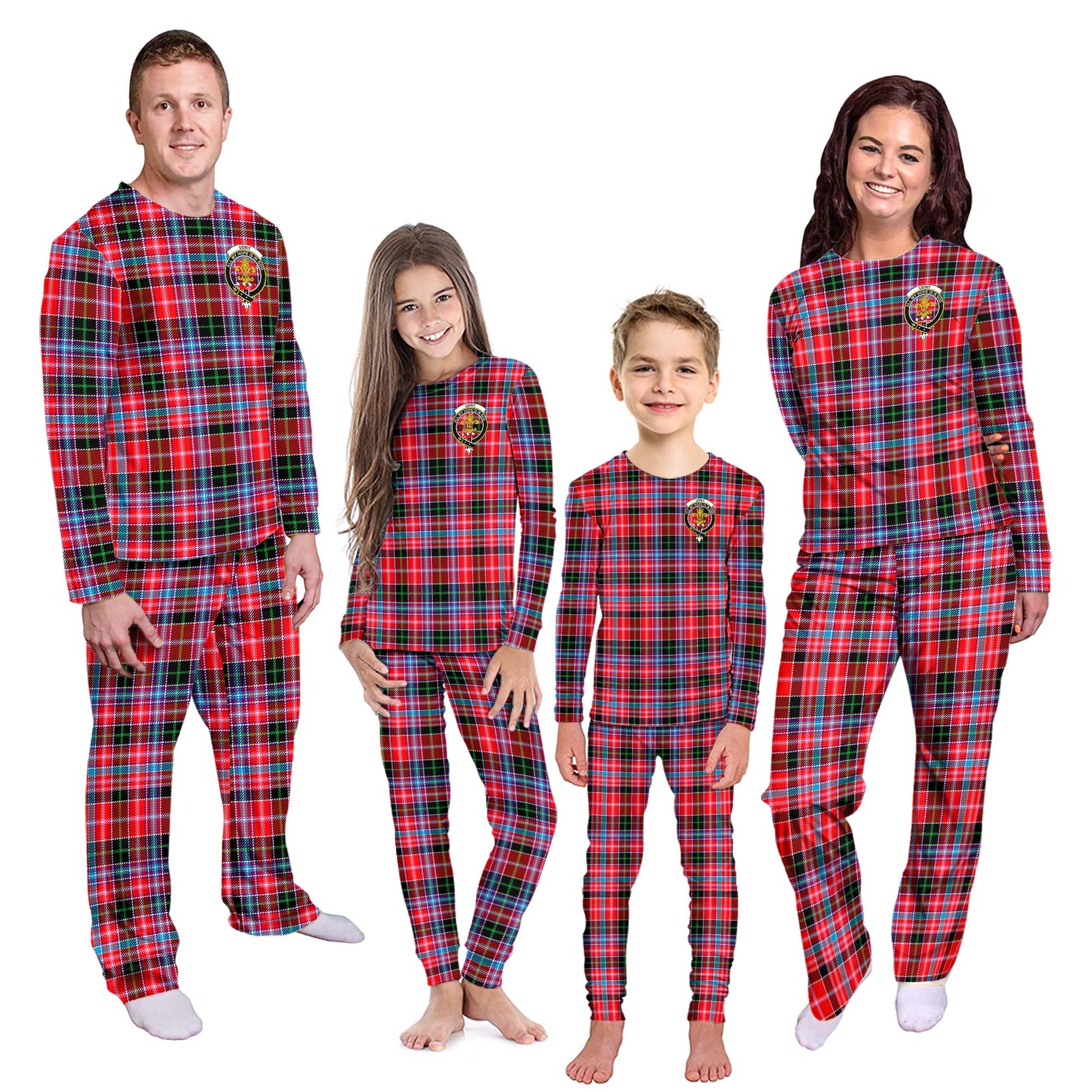 Udny Tartan Pajamas Family Set with Family Crest - Tartanvibesclothing