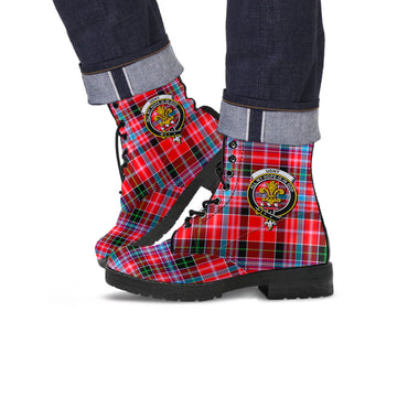 Udny Tartan Leather Boots with Family Crest