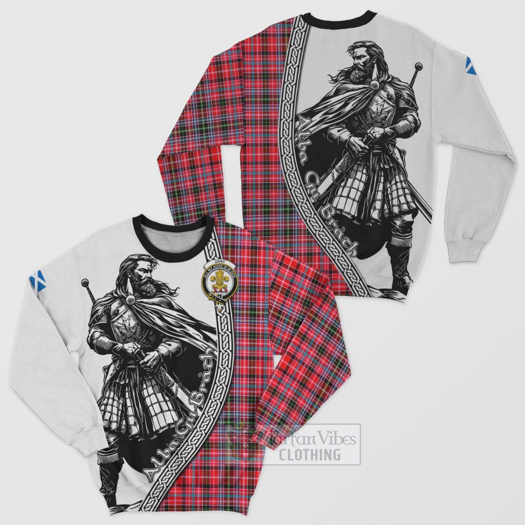 Tartan Vibes Clothing Udny Tartan Clan Crest Sweatshirt with Highlander Warrior Celtic Style