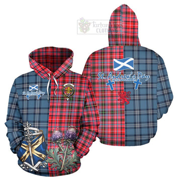 Udny Tartan Hoodie Happy St. Andrew's Day Half Tartan Style