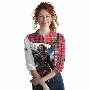 Udny Crest Tartan Women's Casual Shirt Inspired by the Freedom of Scottish Warrior