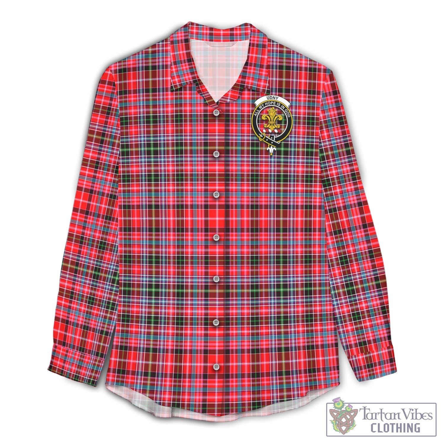 Tartan Vibes Clothing Udny Tartan Womens Casual Shirt with Family Crest